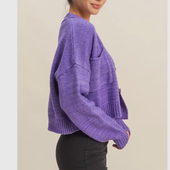 ShopEvelynne Vibrant Purple Women's Cardigan - Picture 2 of 3